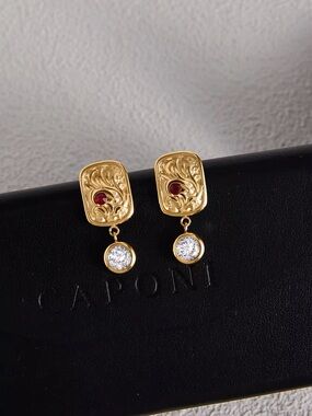18K Gold Plated Vintage Inspired Drop Earrings